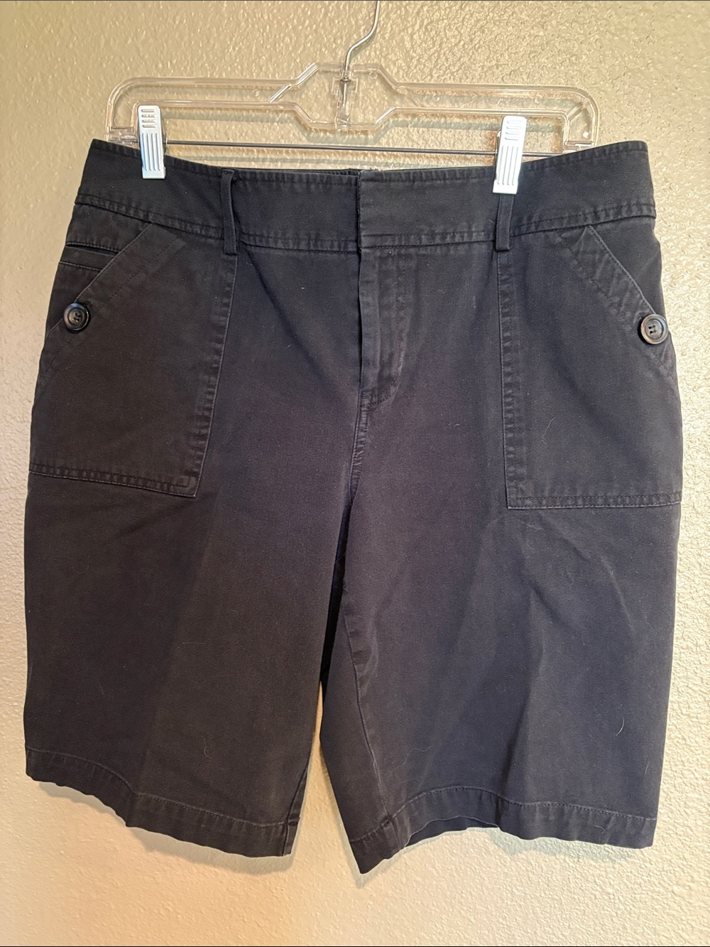 Style & Co. Black Women's Bermuda Shorts with Buttoned Patch Pockets